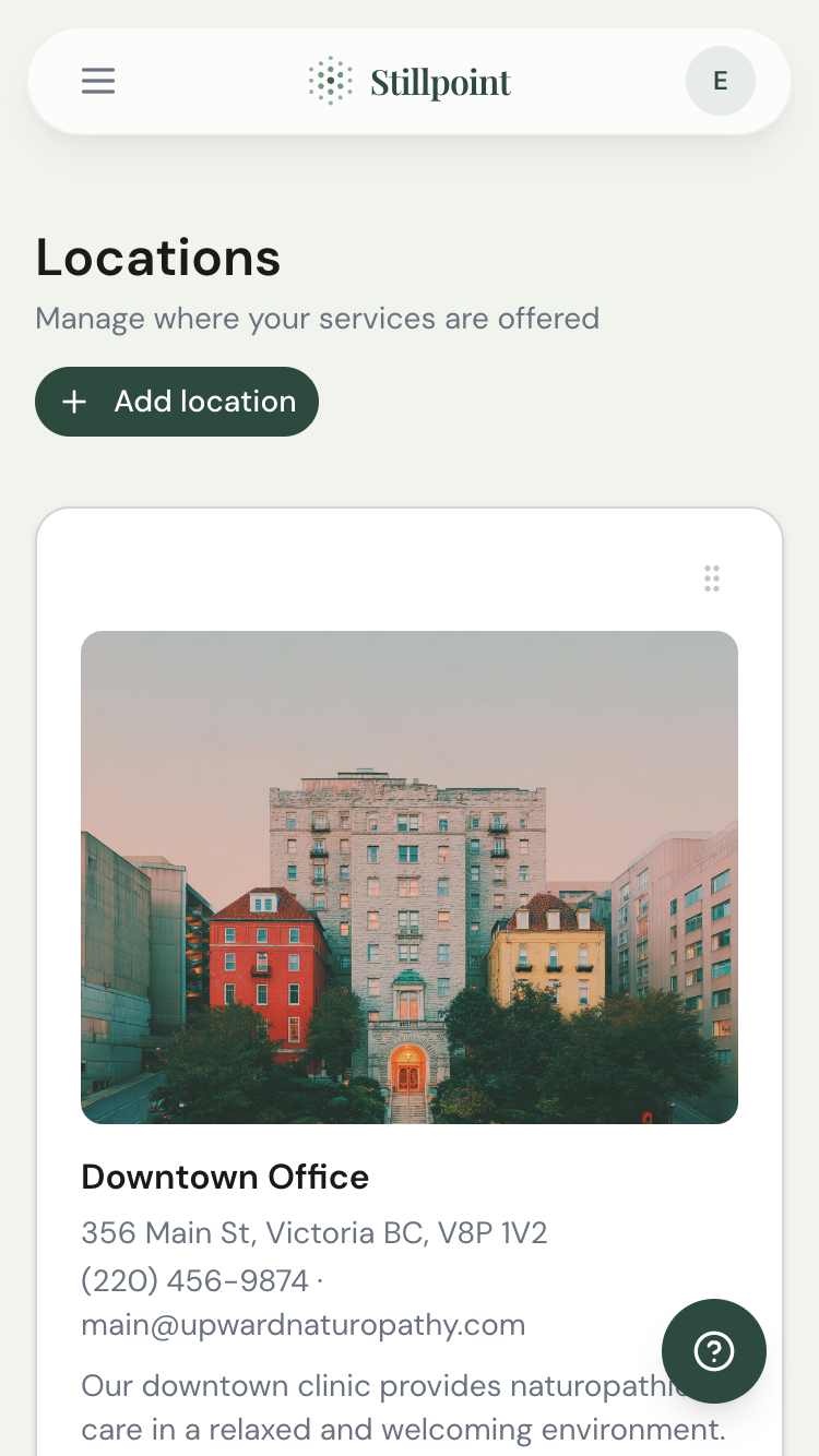 Locations management list